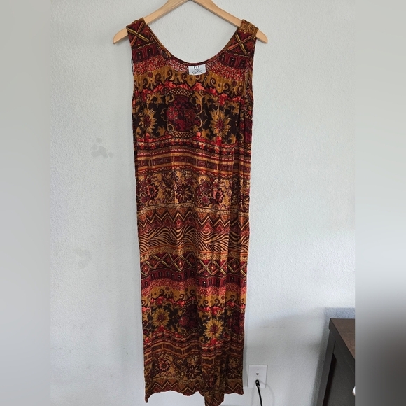 RJ Collection By Chelsea 2piece Set Maxi Dress Crochet Jacket Burnt Orange Y2k - Picture 9 of 16